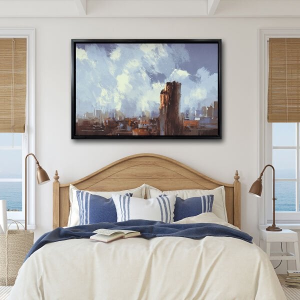 Bulutlu Gökyüzü , Yağlı Boya Dokulu Tablo