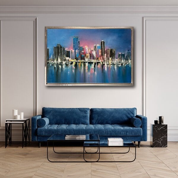 Şehrin Yansıması , Yağlı Boya Dokulu Tablo