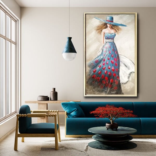 Şapkalı Kadın, Yağlı Boya Dokulu Tablo