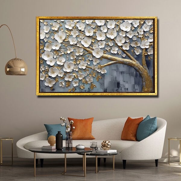 Çiçek Ağacı, Yağlı Boya Dokulu Tablo