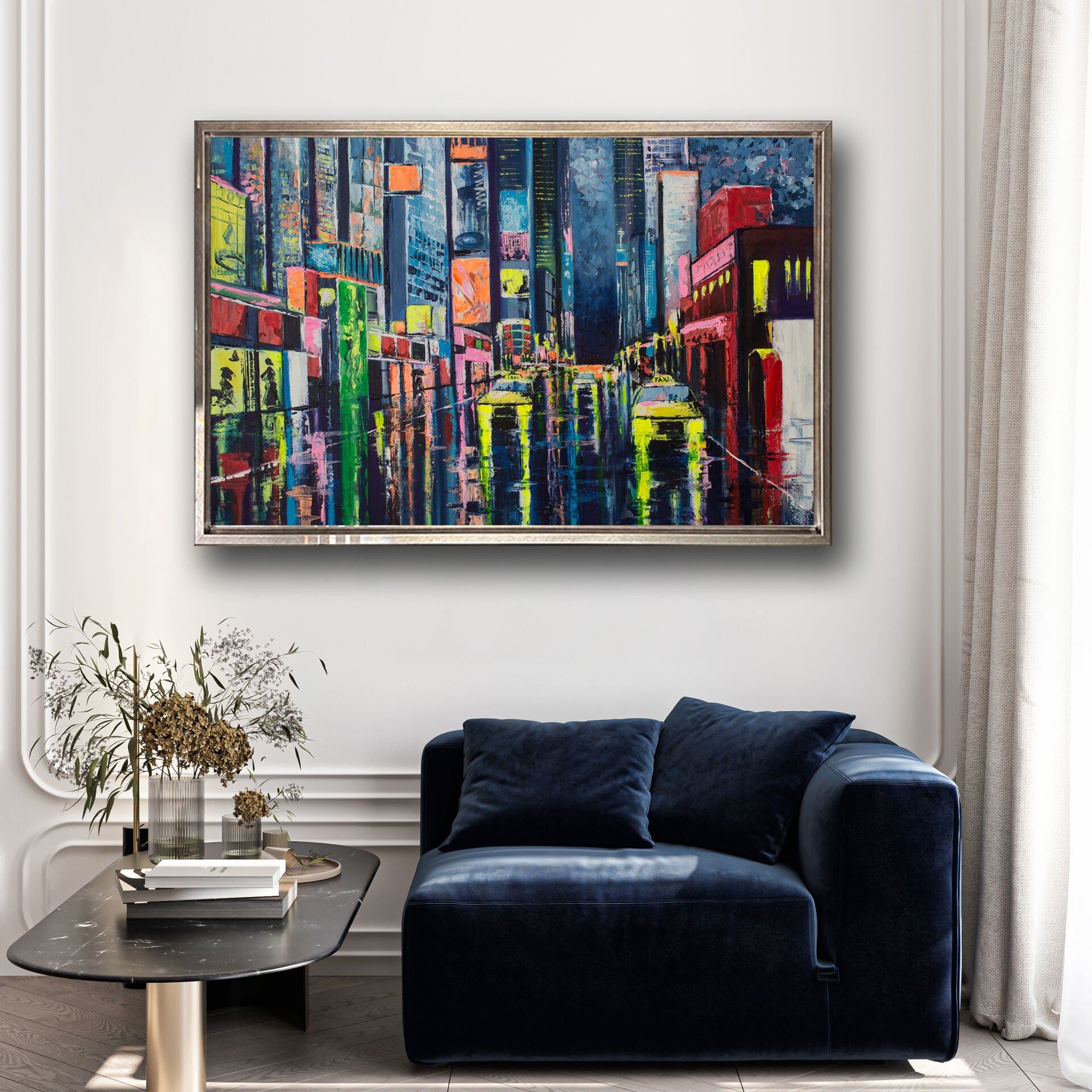 Şehrin Işıkları, Yağlı Boya Dokulu Tablo