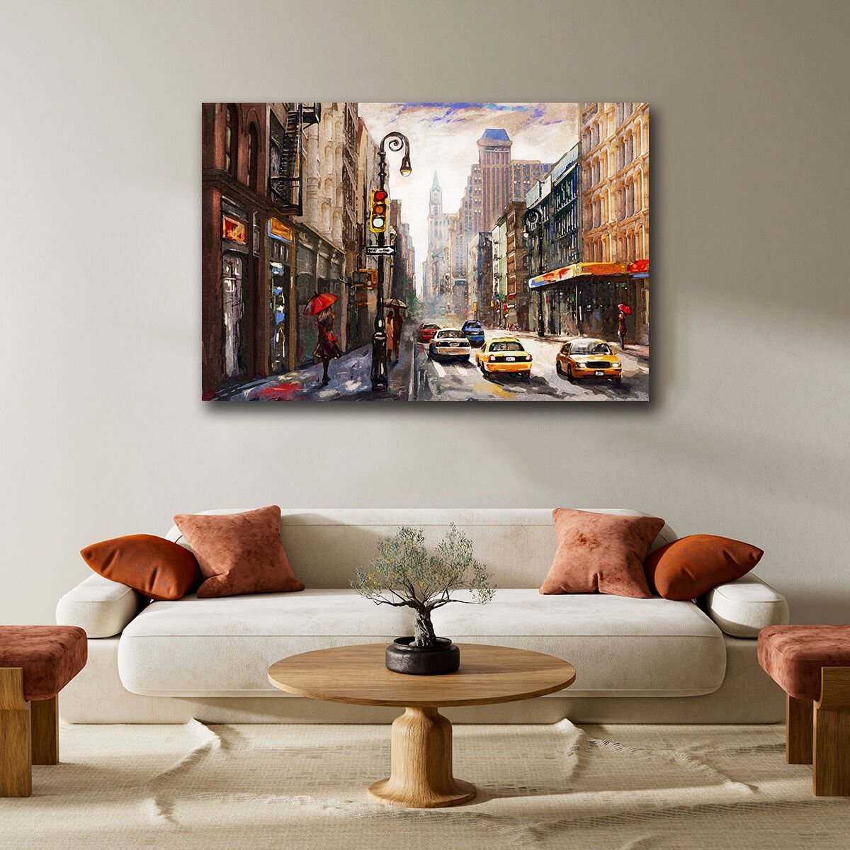 Şehir Trafiği , Yağlı Boya Dokulu Tablo