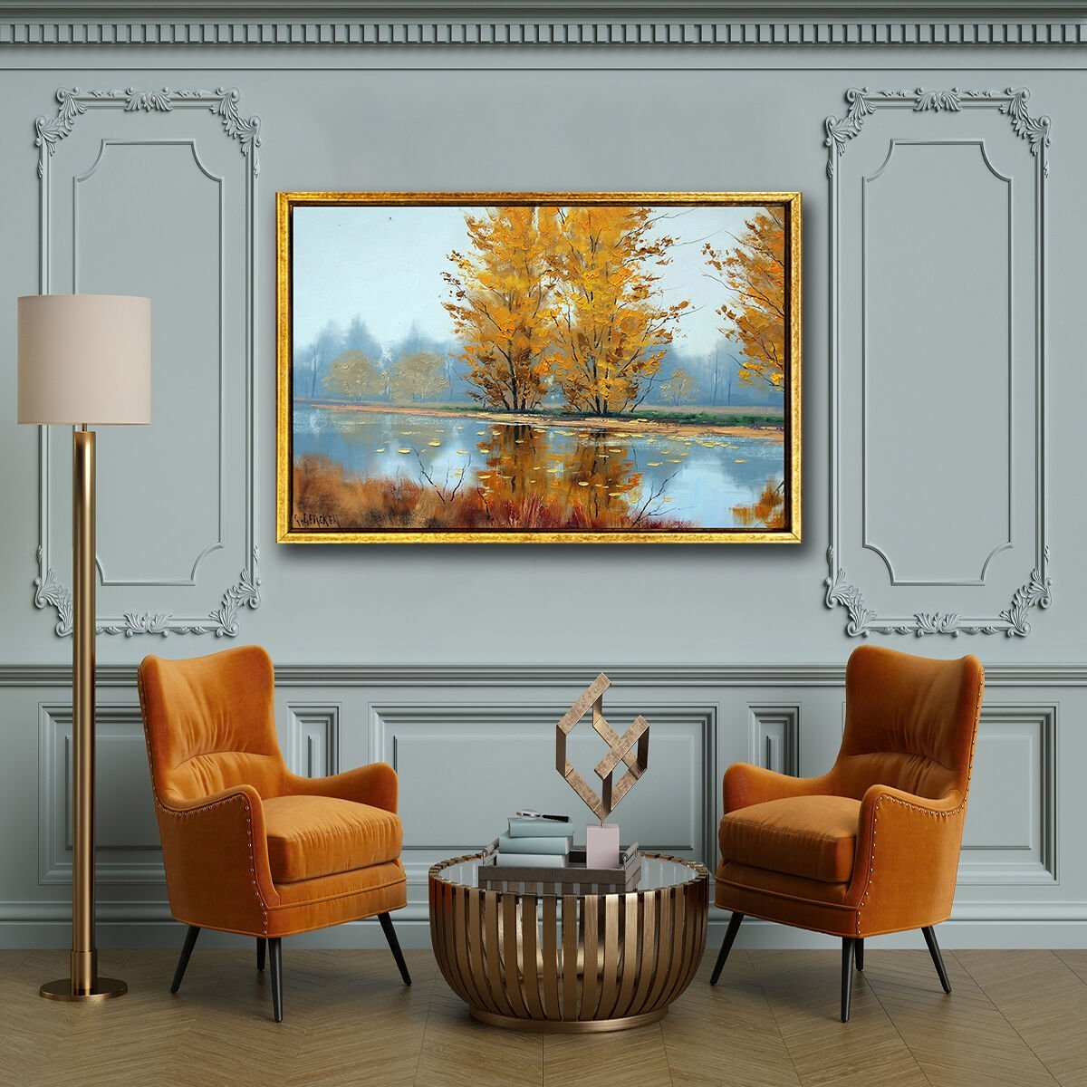 Göl Kenarındaki Ağaçlar, Yağlı Boya Dokulu Tablo