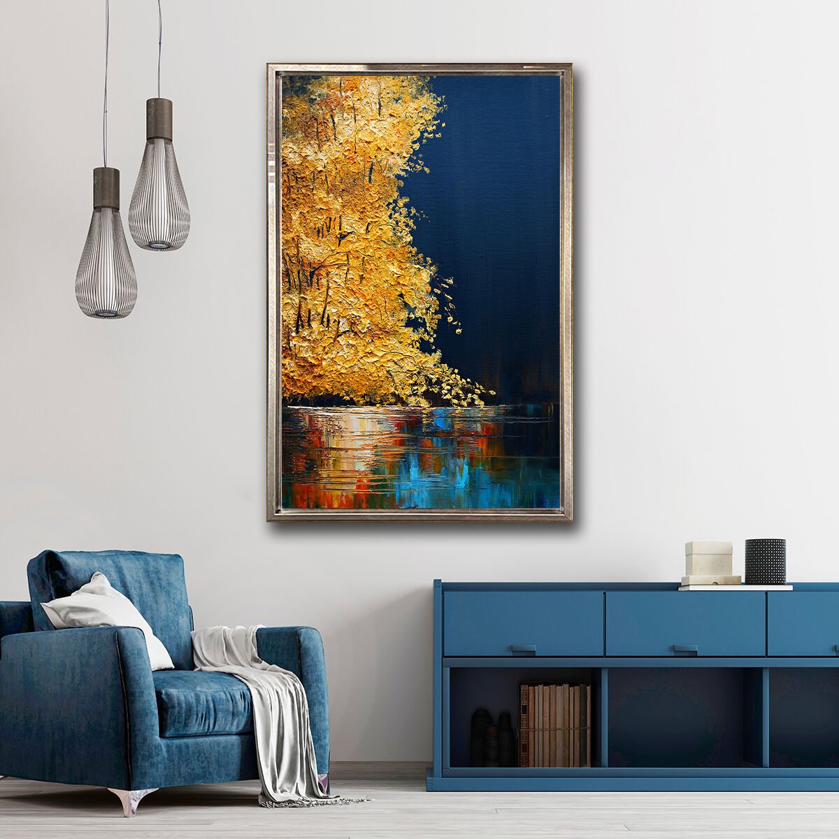 Göldeki Ağaç , Yağlı Boya Dokulu Tablo