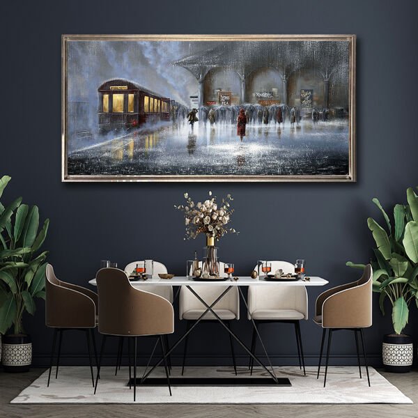 Tren İstasyonu, Yağlı Boya Dokulu Tablo