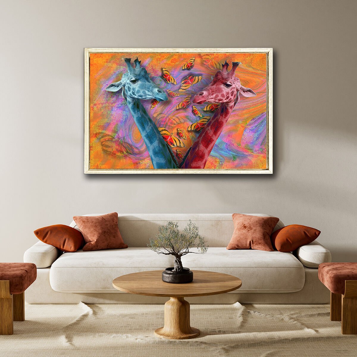 Zürafalar , Yağlı Boya Dokulu Tablo