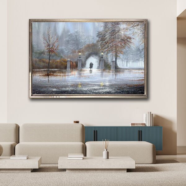 Yağmurun Altında, Yağlı Boya Dokulu Tablo