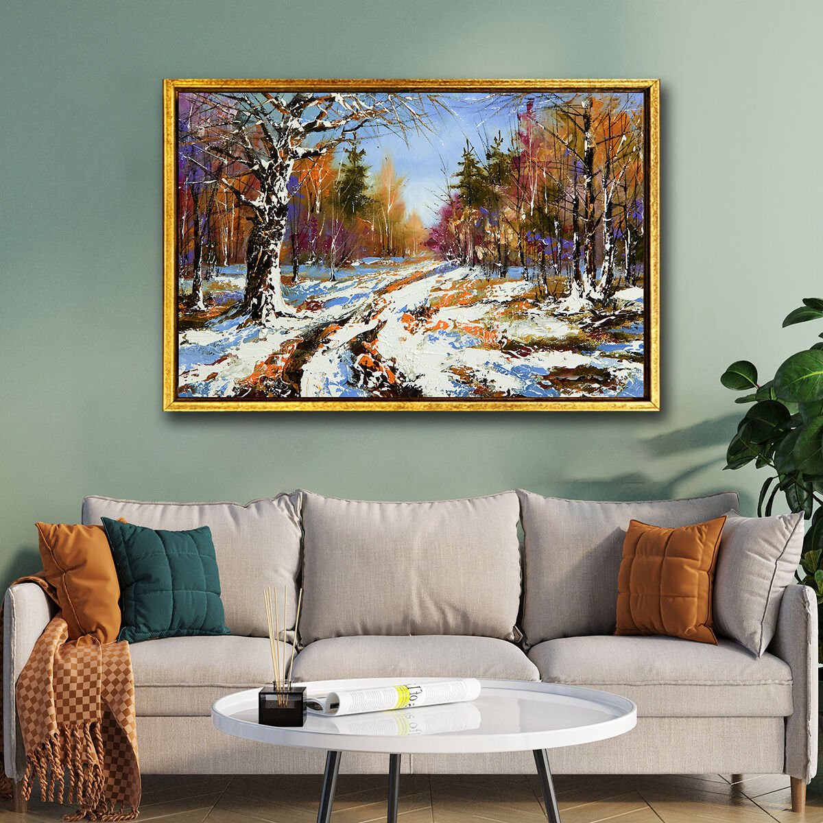 Karlı Orman, Yağlı Boya Dokulu Tablo