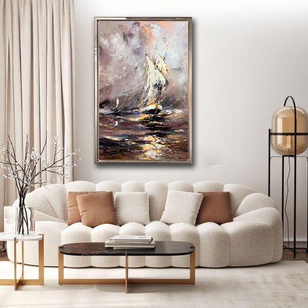 Yelkenli, Yağlı Boya Dokulu Tablo