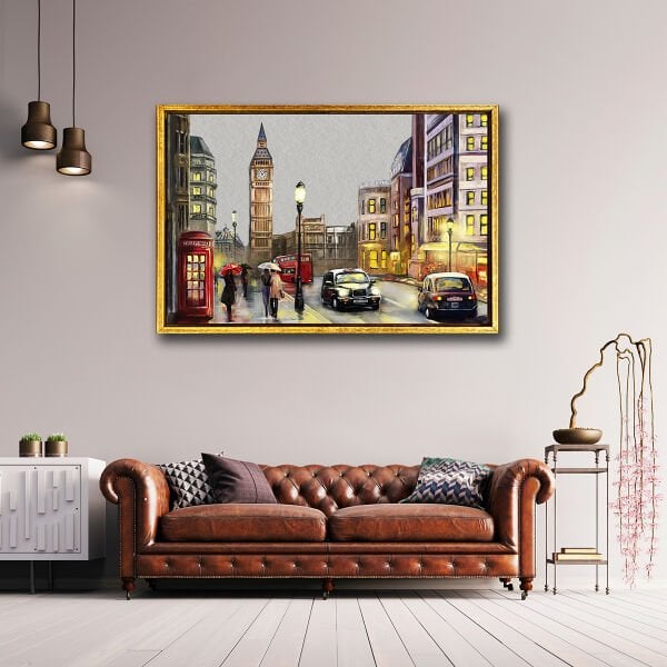 Saat Kulesi,  Yağlı Boya Dokulu Tablo