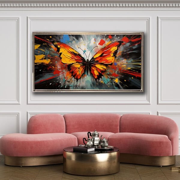 Kırmızı Kelebek, Yağlı Boya Dokulu Tablo