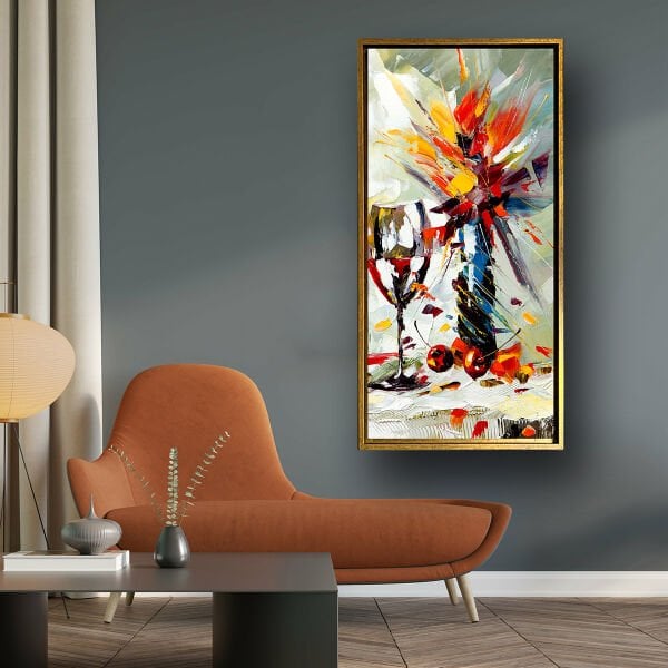 Şarap Kadehi, Yağlı Boya Dokulu Tablo