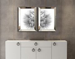 Ayna Çerçeveli, Gümüş Hindiba Tablo, 2 li Set