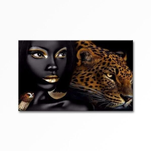 Kabartmalı Leopar Zenci Kadın 2 Tablo