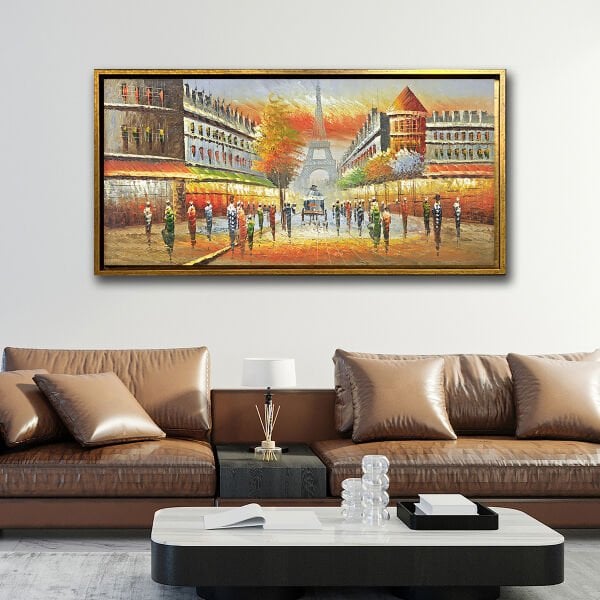 Paris'te Kalabalık, Yağlı Boya Dokulu Tablo