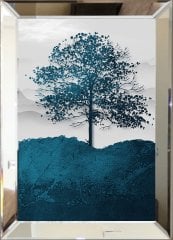 Aynalı Tablo Blue tree