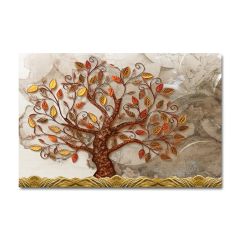 Kabartmalı Kahve Yapraklar Tablo