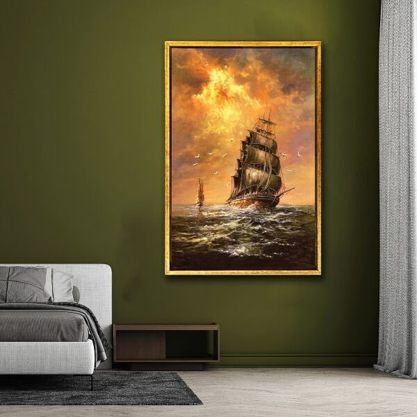 Altın Gökyüzünde Son Sefer, Yağlı Boya Dokulu Tablo