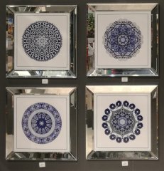 Ayna Çerçeveli, Blue 4 li Set,