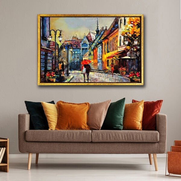 Yağmurlu Bir Aşk Masalı, Yağlı Boya Dokulu Tablo