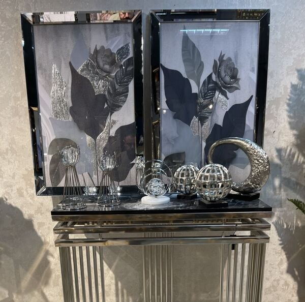 Ayna Çerçeveli Yapraklar Tablo, 2 li Set