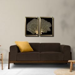 Ayna Çerçeveli, Mercan Tablo (gold), 2 li Set