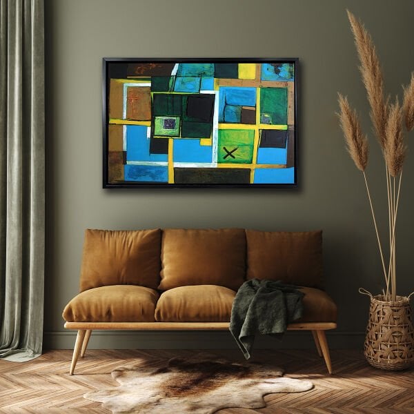 Soyut Kareler,  Yağlı Boya Dokulu Tablo