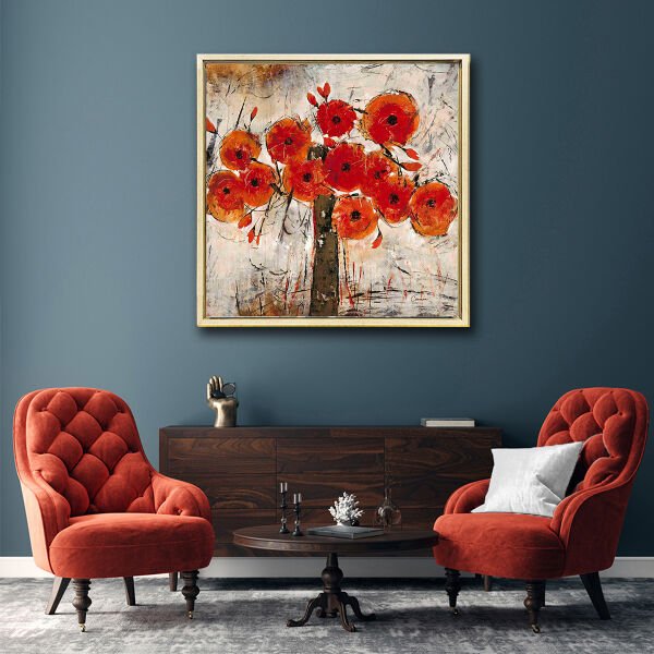 Ateş Çiçekleri, Yağlı Boya Dokulu Tablo