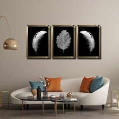 Ayna Çerçeveli, Tüy Ve Yaprak Tablo, 3 li Set