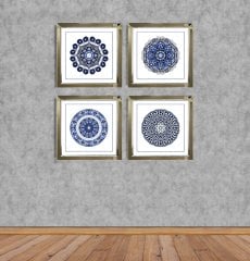 Ayna Çerçeveli, Blue 4 li Set,