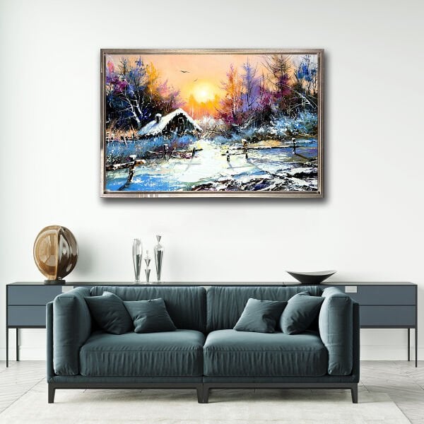 Kış Güneşinin Sessizliği,  Yağlı Boya Dokulu Tablo