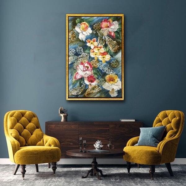 Çiçekler,  Yağlı Boya Dokulu Tablo