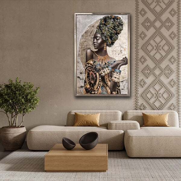 Siyahi Kadın,  Yağlı Boya Dokulu Tablo