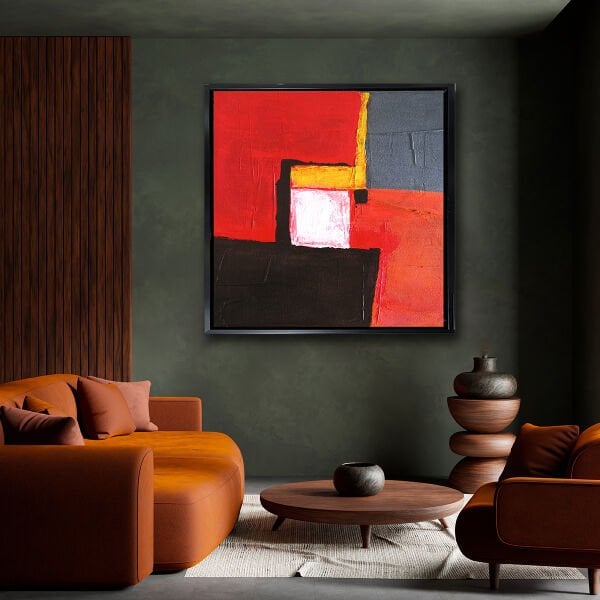 Soyut Kareler,  Yağlı Boya Dokulu Tablo