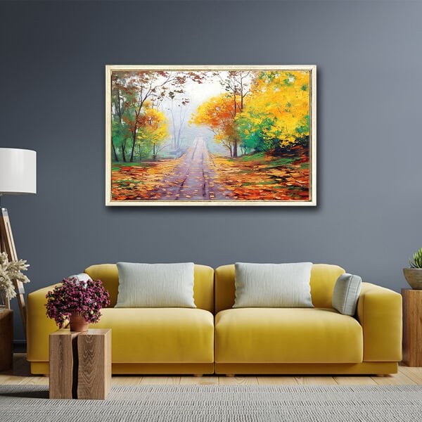 Sonbaharda Patika,  Yağlı Boya Dokulu Tablo