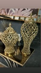 DEKORATİF METAL  GOLD VAZO 2 Lİ SET