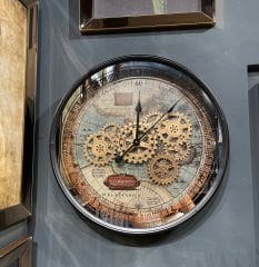 ÇARKLI DUVAR SAATİ METAL, ÇAP:60 cm