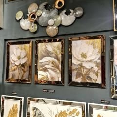 Ayna Çerçeveli Çiçek Tablo, 3 lü Set 60 x 90cm