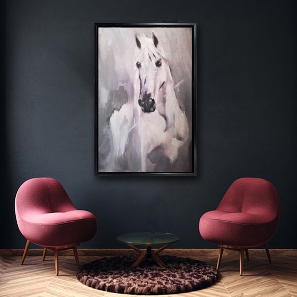 Beyaz At, Yağlı Boya Dokulu Tablo