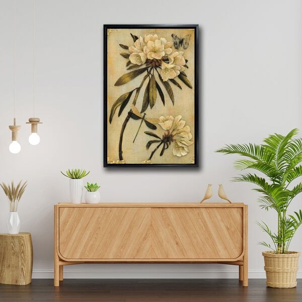 Beyaz Karanfil,  Yağlı Boya Dokulu Tablo