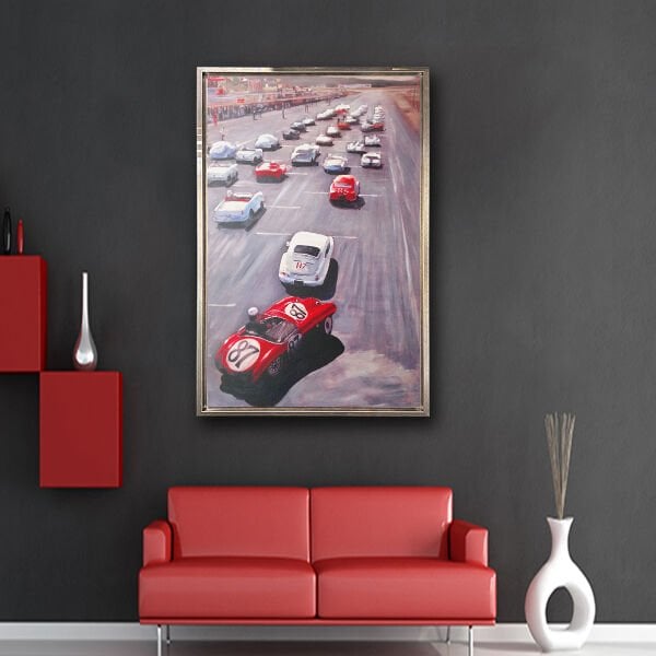 Yarış Arabaları, Yağlı Boya Dokulu Tablo