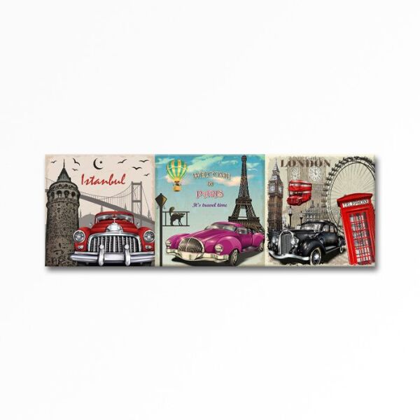 Kabartmalı İstanbul Paris London Tablo