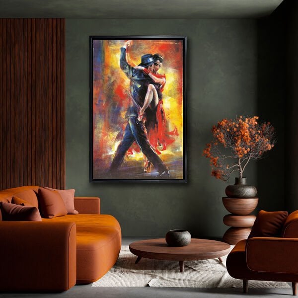 Dans Eden Çift, Yağlı Boya Dokulu Tablo