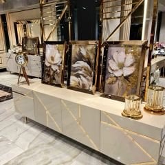 Ayna Çerçeveli Çiçek Tablo, 3 lü Set