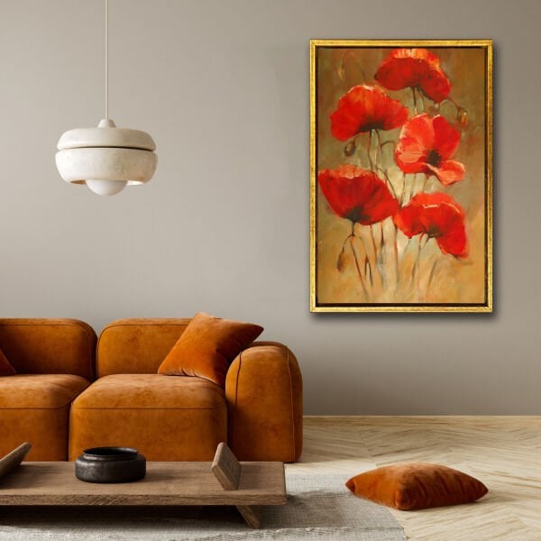 Alevde Gelincikler, Yağlı Boya Dokulu Tablo