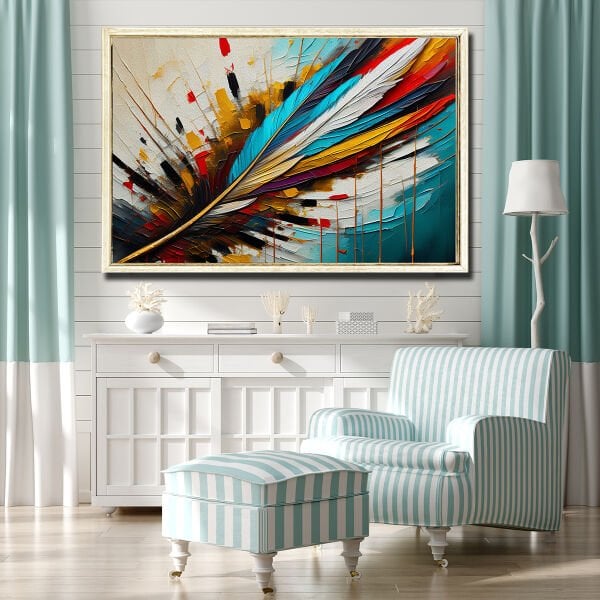 Kuş Tüyü, Yağlı Boya Dokulu Tablo