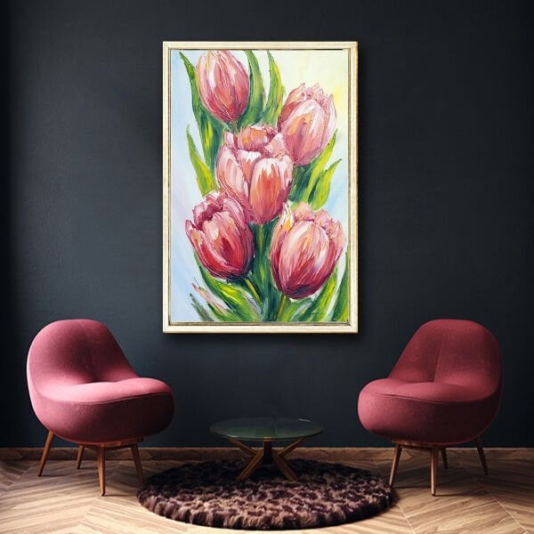 Laleler, Yağlı Boya Dokulu Tablo