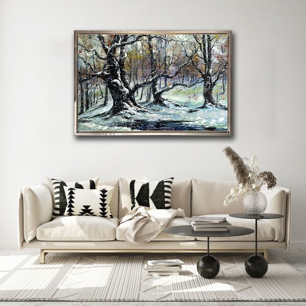 Gümüş Orman,  Yağlı Boya Dokulu Tablo