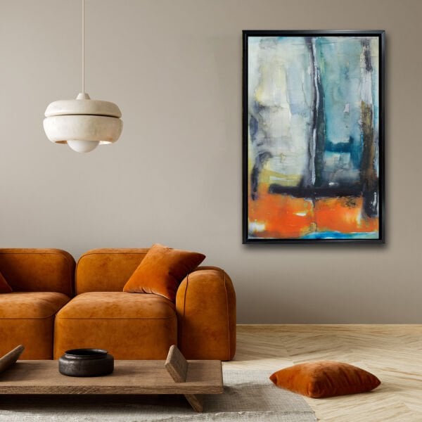 Mavi Ve Ateş, Yağlı Boya Dokulu Tablo