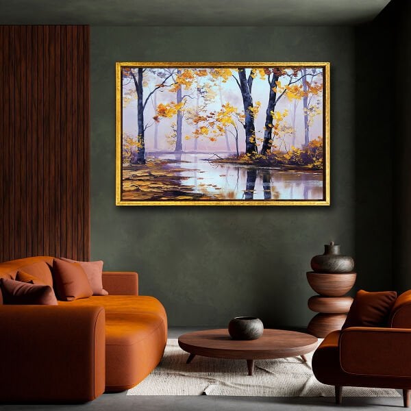 Sonbaharda Ağaçlar,  Yağlı Boya Dokulu Tablo